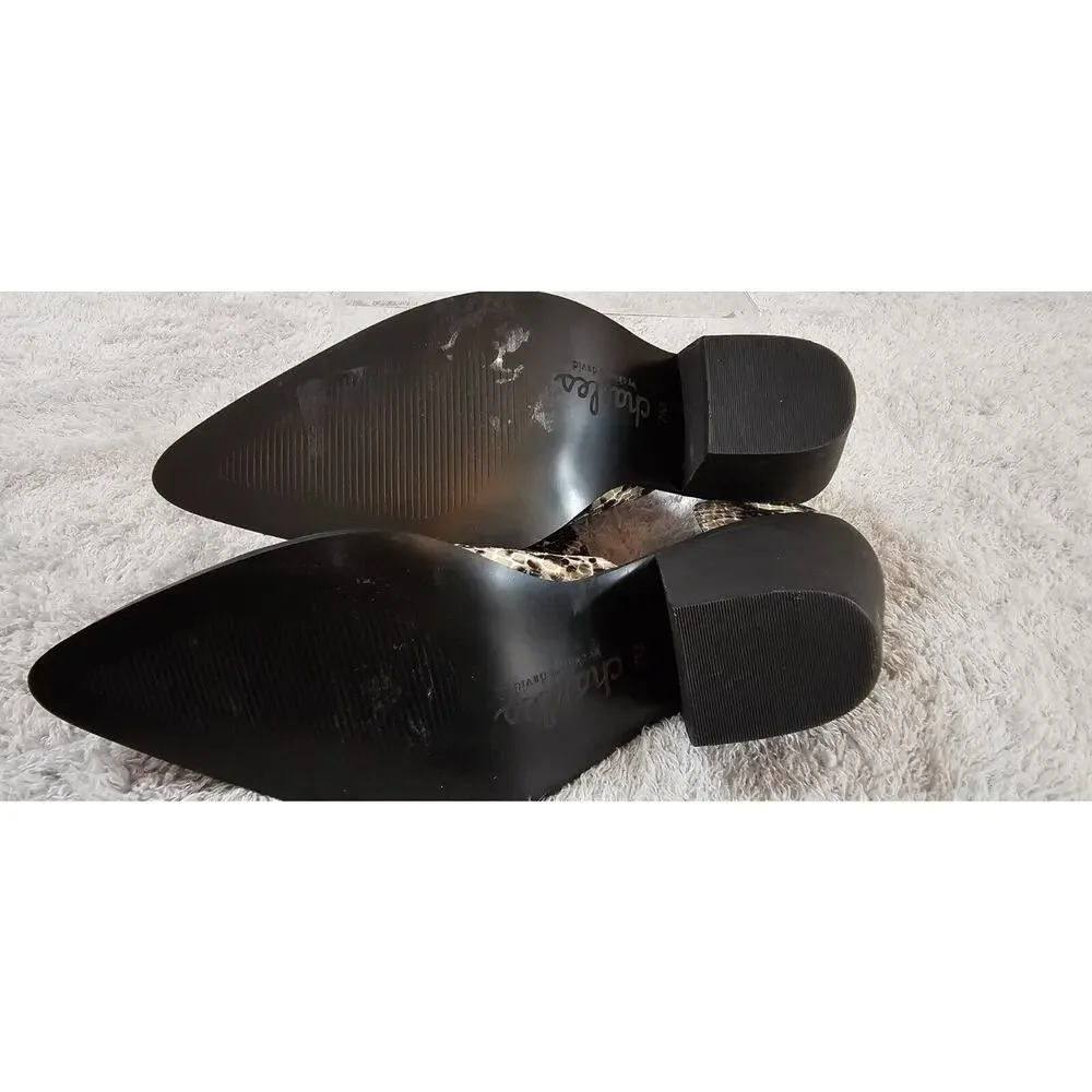 NEW CHARLES DAVID Womens Black Snakeskin Cutouts Parson Booties Pointed Toe Sz 7